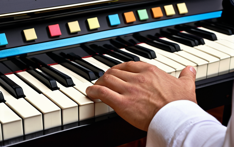 Harmonic Building Blocks**
* **Prompt:** A close-up shot of a jazz pianist's hands playing complex chords on a piano. Focus on the colorful and altered chord voicings. Include musical notation snippets showing chord symbols like Cmaj7, G7#5, and Db7. The atmosphere should be warm and inviting, perhaps a dimly lit jazz club setting. The style should be artistic, with a focus on color and texture to represent the richness of jazz harmony.
**