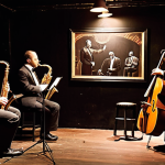 **Image Prompt:** A dimly lit jazz club in Gamla Stan, Stockholm. A jazz quartet is performing, with the saxophonist mid-solo, eyes closed in concentration. The audience is captivated, with a few people tapping their feet to the rhythm. The atmosphere is electric with energy.