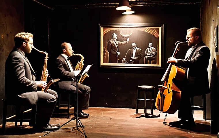 **Image Prompt:** A dimly lit jazz club in Gamla Stan, Stockholm. A jazz quartet is performing, with the saxophonist mid-solo, eyes closed in concentration. The audience is captivated, with a few people tapping their feet to the rhythm. The atmosphere is electric with energy.